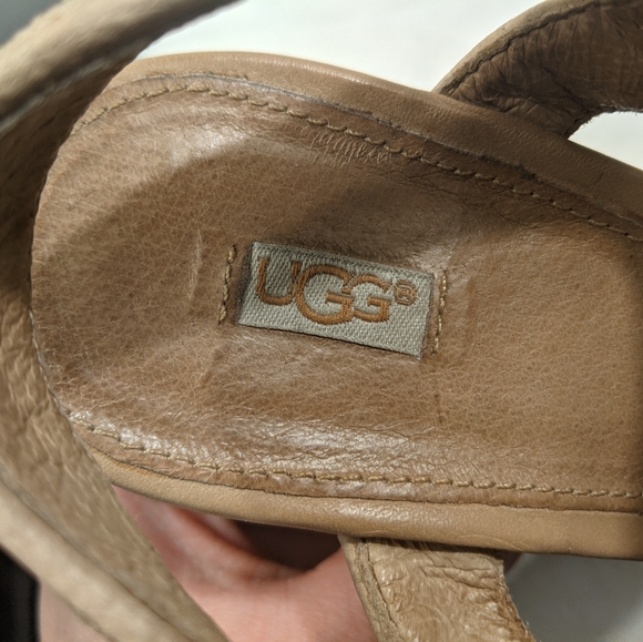 Wedge Heels UGG Gold Leather Strap size 8 - platform heels - Picture 11 of 13